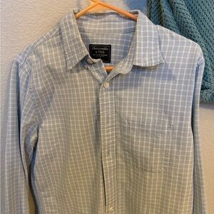 Abercrombie & Fitch Light Blue Plaid Men's Shirt
